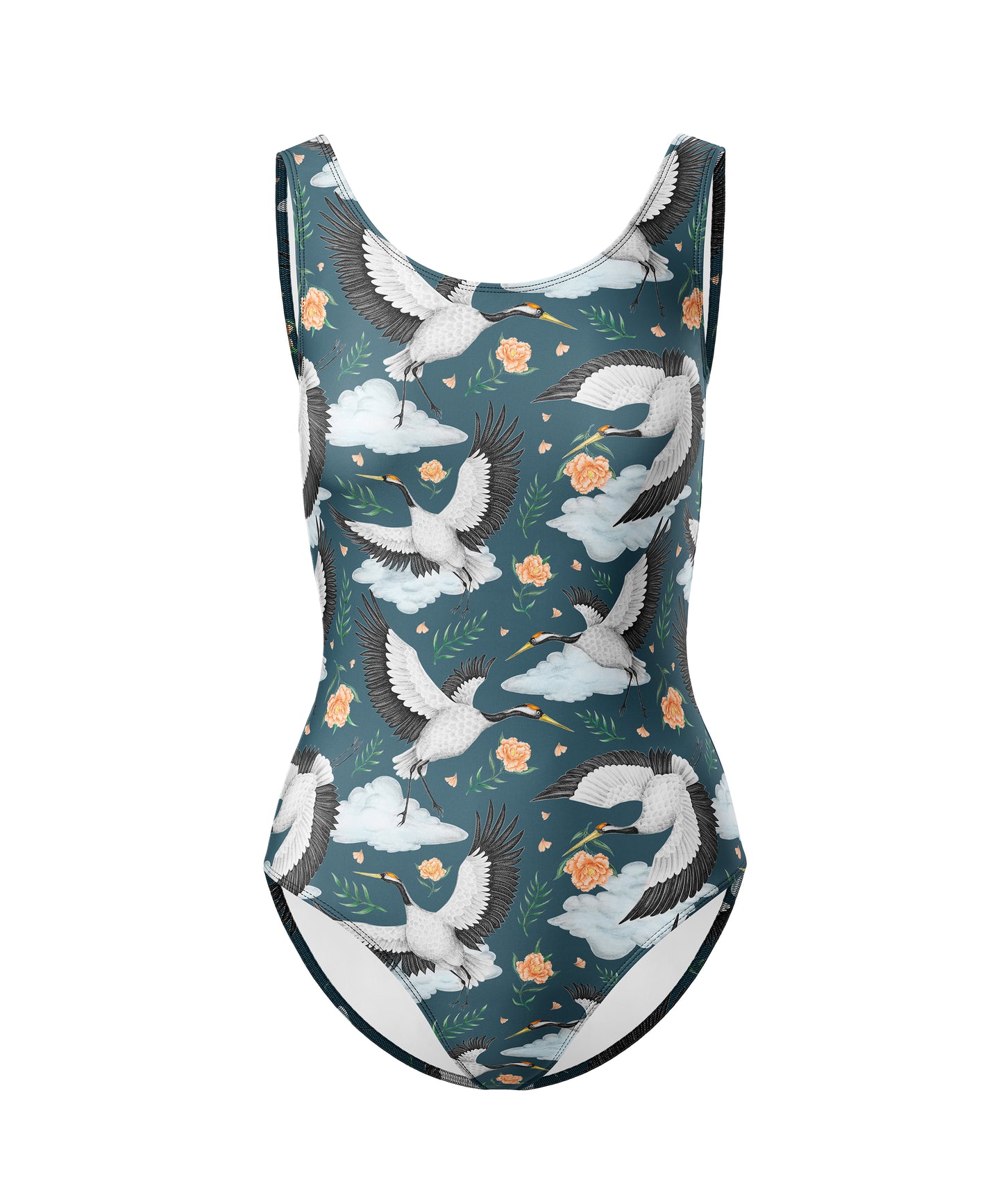 Limited Edition Swimsuits - UV resistant - Handmade in London - Flight of the Cranes Night Blue