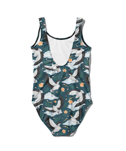 Limited Edition Swimsuits - UV resistant - Handmade in London - Flight of the Cranes Night Blue