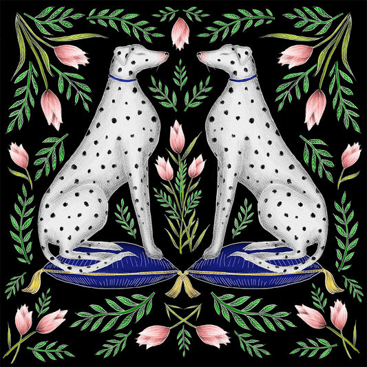 Dalmatians & Tulips Fine Art Print