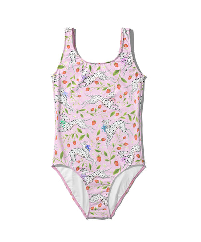 Limited Edition Swimsuits - UV resistant - Handmade in London - Spots and Strawbs (Dalmatian Pattern)