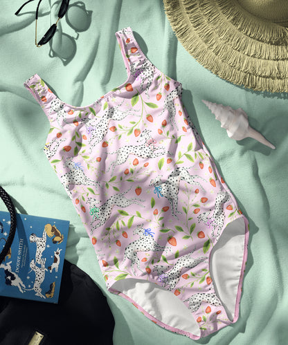 Limited Edition Swimsuits - UV resistant - Handmade in London - Spots and Strawbs (Dalmatian Pattern)