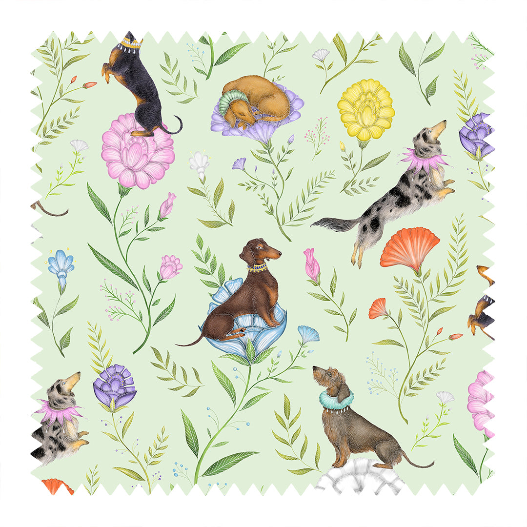 Doxie Day Afternoon in Pistachio Green Fabric