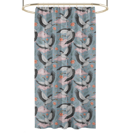 Flights of the Cranes Sky Blue Luxury Shower Curtain - 3 Sizes Available