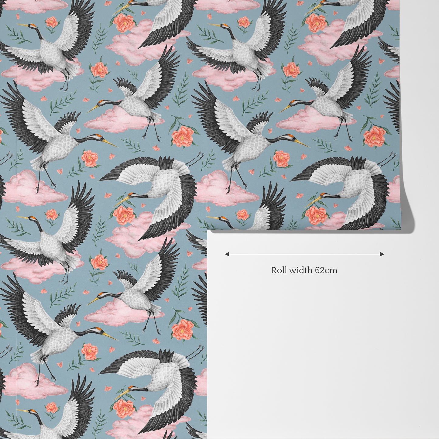 Flight of the Cranes Sky Blue Wallpaper
