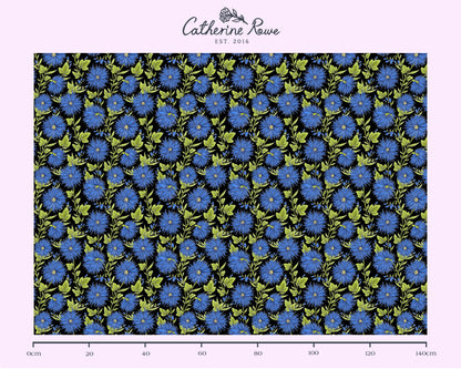 Freya's Flower Midnight Black Fabric