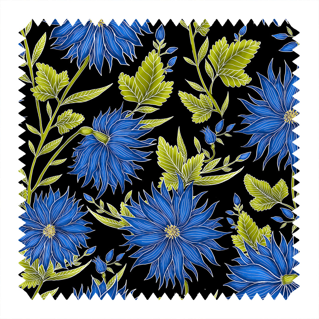 Freya's Flower Midnight Black Fabric