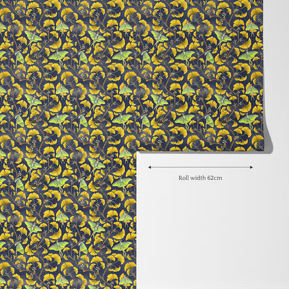 Luna Gingko Moth Pattern Wallpaper