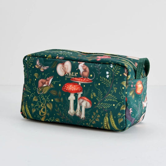 Into the Woods Green Travel Pouch Wash Bag - Fable England X Catherine Rowe Designs