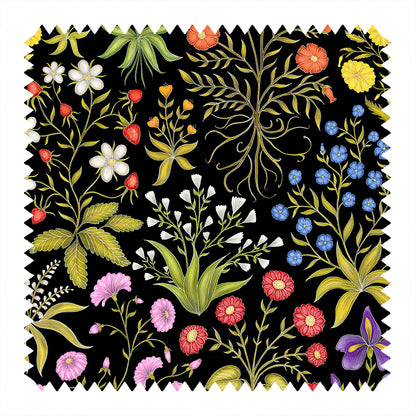 Mur de Fleurs Ink Black Fabric