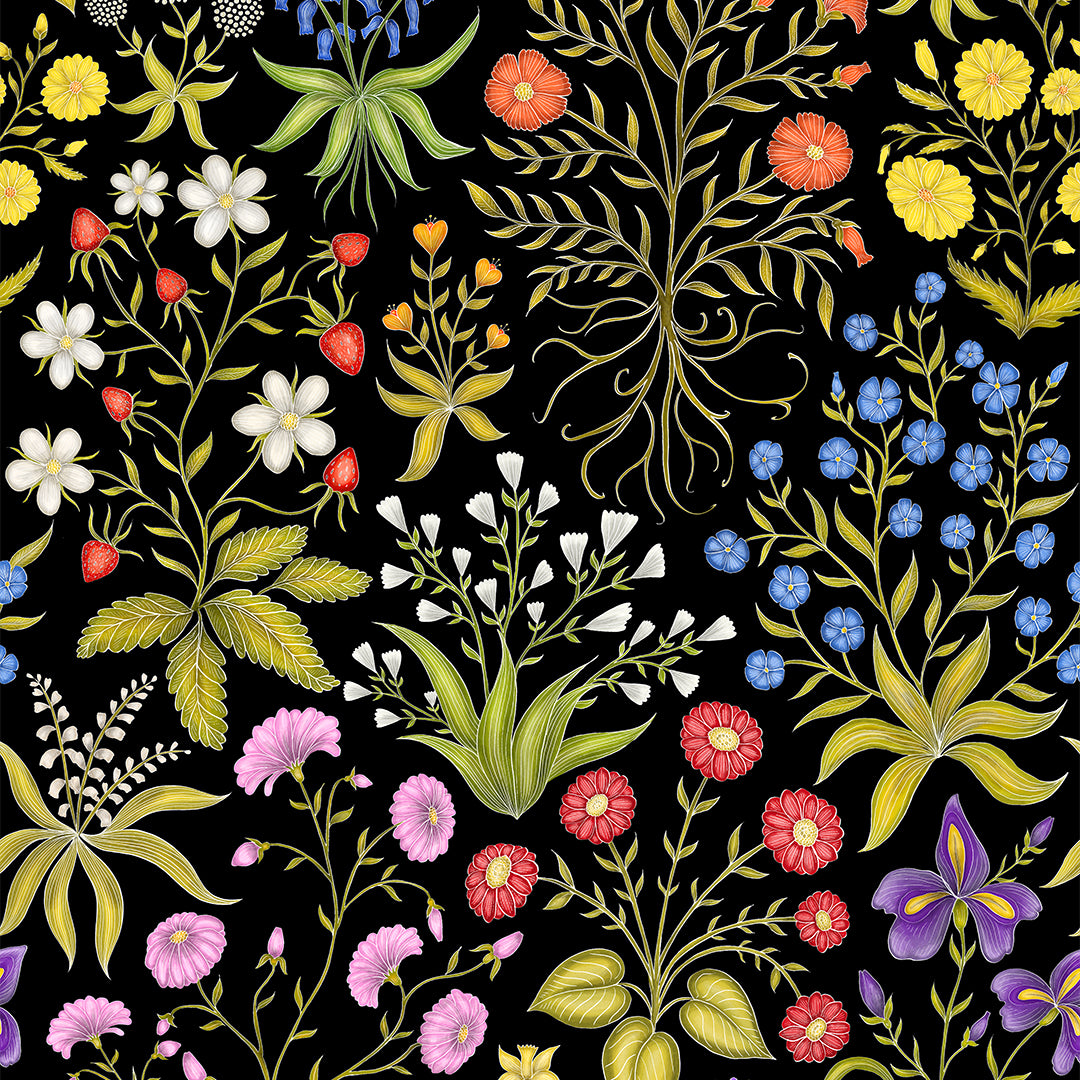 Mur de Fleurs Ink Blank Wallpaper