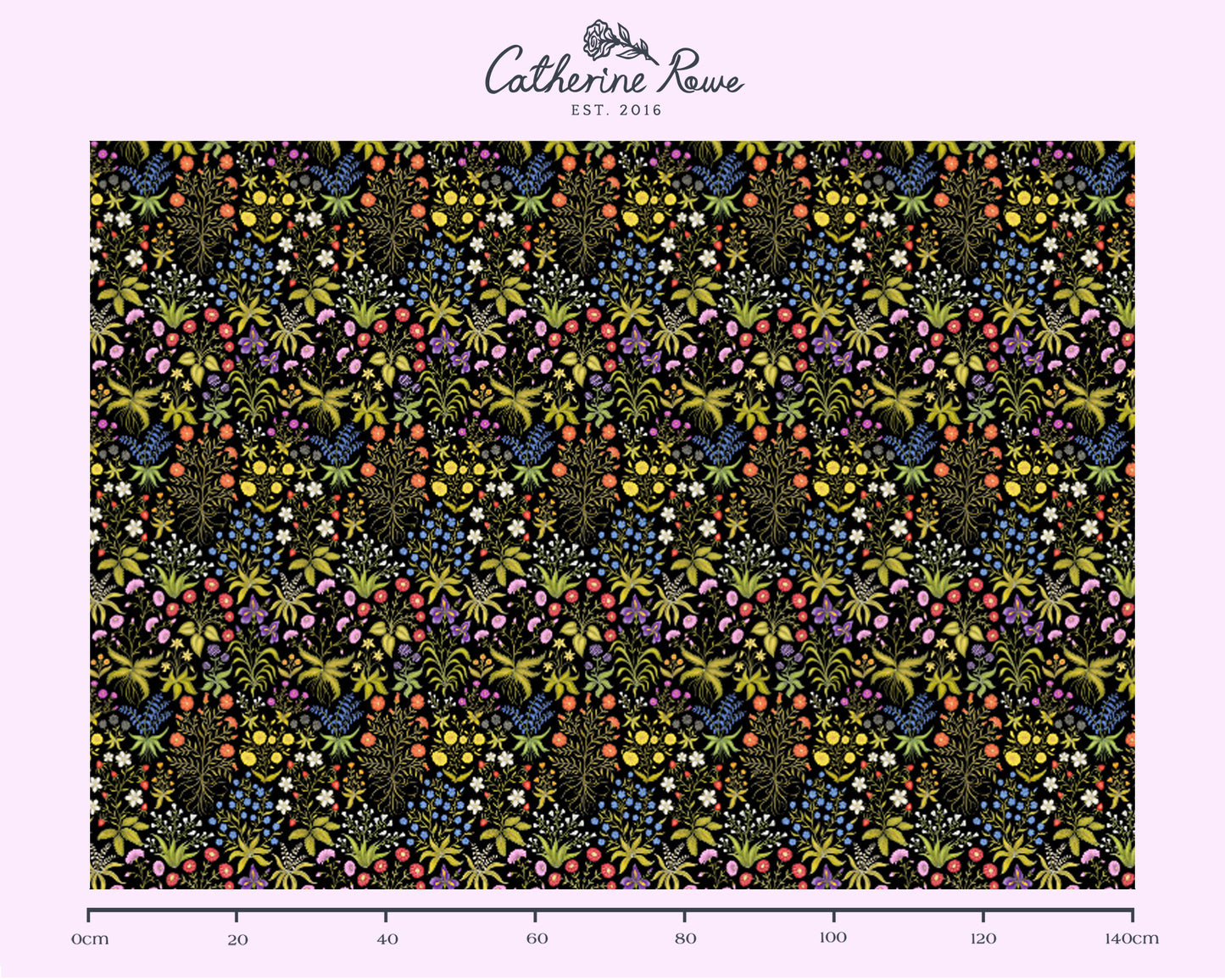 Mur de Fleurs Ink Black Fabric