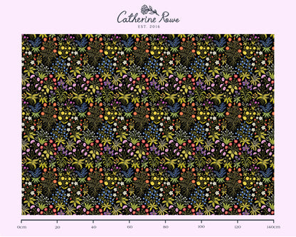 Mur de Fleurs Ink Black Fabric