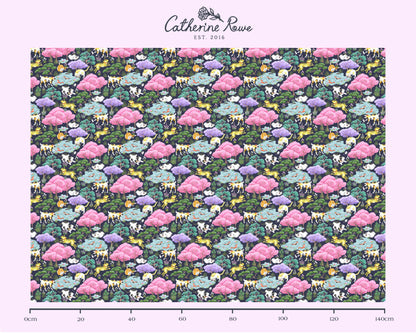 Neko Garden in Midnight Blue Fabric