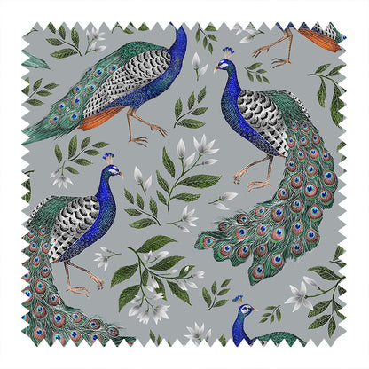 Hera's Peacock Pattern in Mist Fabric