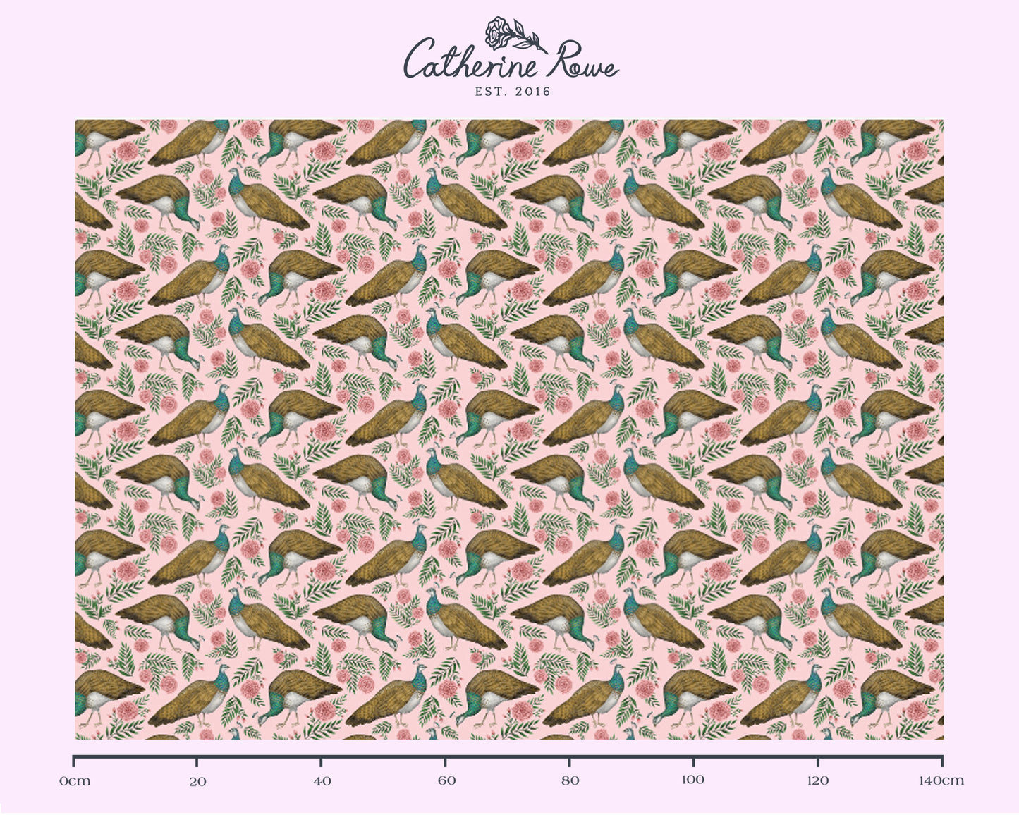 Peahen Pattern Petal Pink Fabric