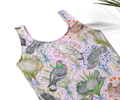 Limited Edition Swimsuits - UV resistant - Handmade in London - Pigeon Pals Pattern