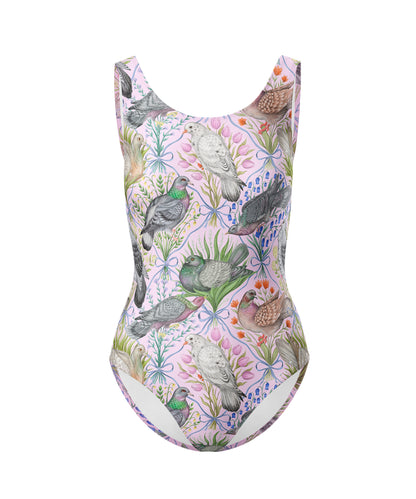 Limited Edition Swimsuits - UV resistant - Handmade in London - Pigeon Pals Pattern