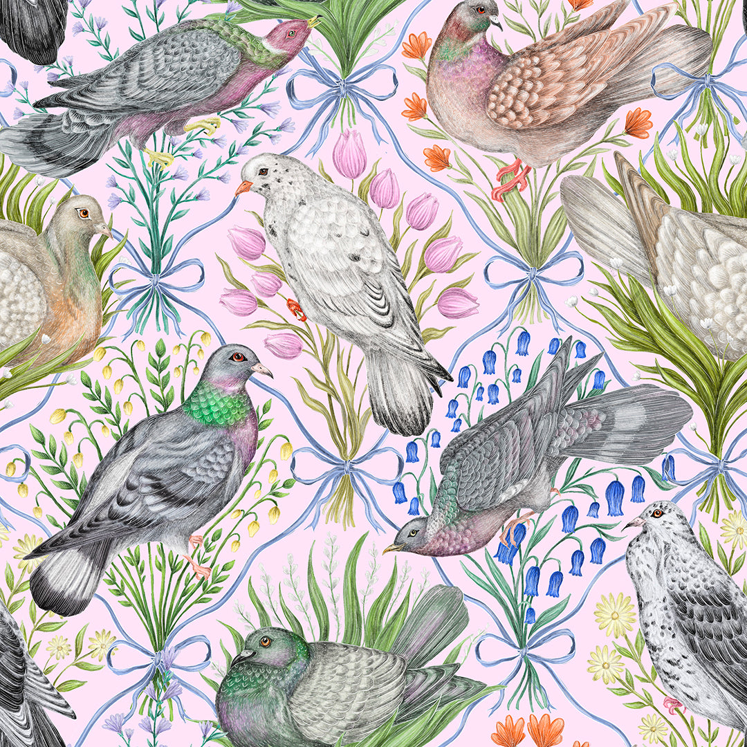 Pigeon Pals Pattern Wallpaper