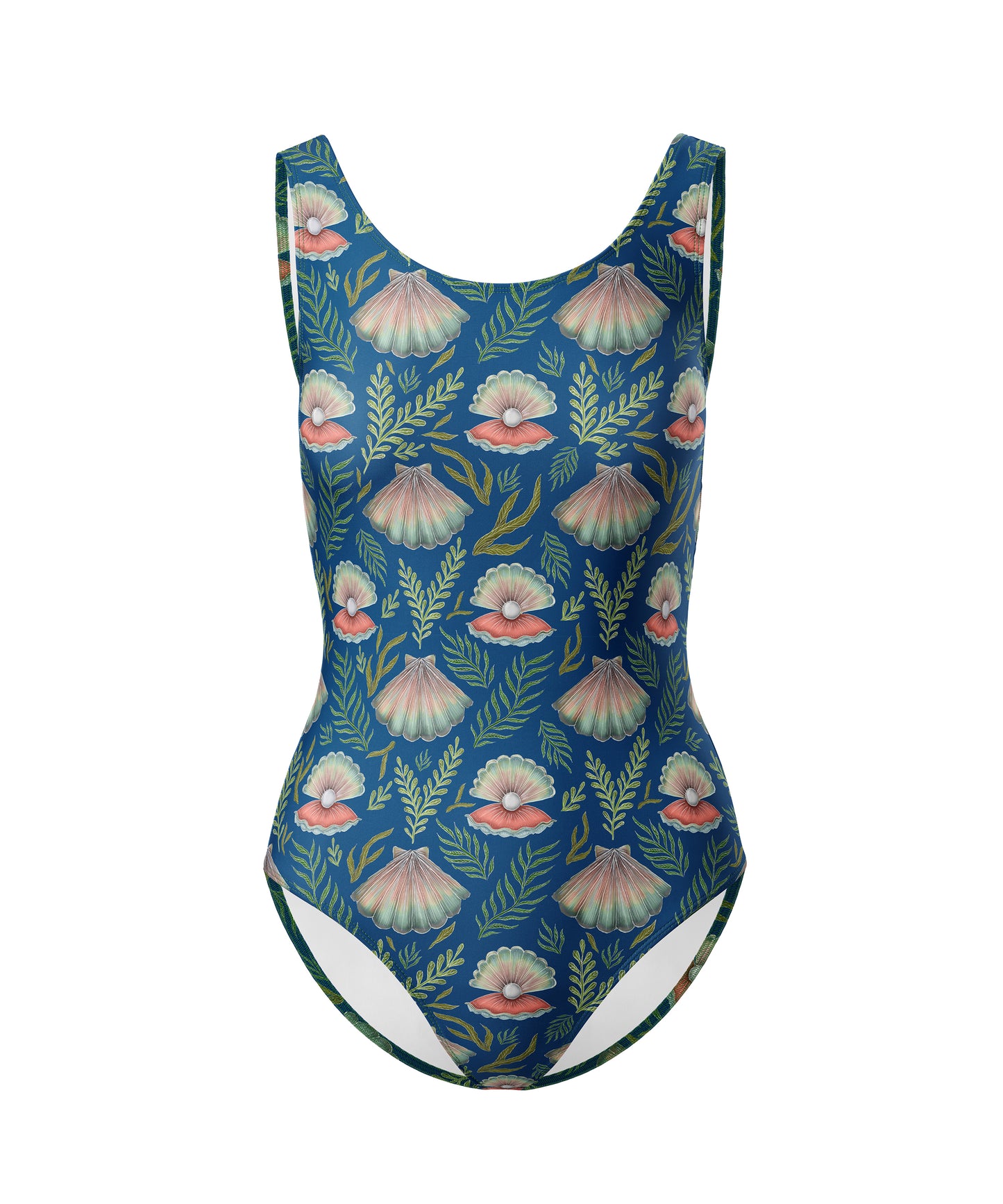 Limited Edition Swimsuits - UV resistant - Handmade in London - Pearl's Dream (The Shell Pattern) Deep Blue