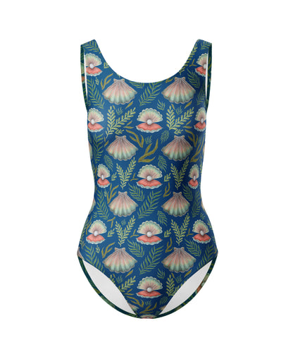 Limited Edition Swimsuits - UV resistant - Handmade in London - Pearl's Dream (The Shell Pattern) Deep Blue