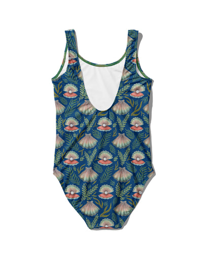 Limited Edition Swimsuits - UV resistant - Handmade in London - Pearl's Dream (The Shell Pattern) Deep Blue