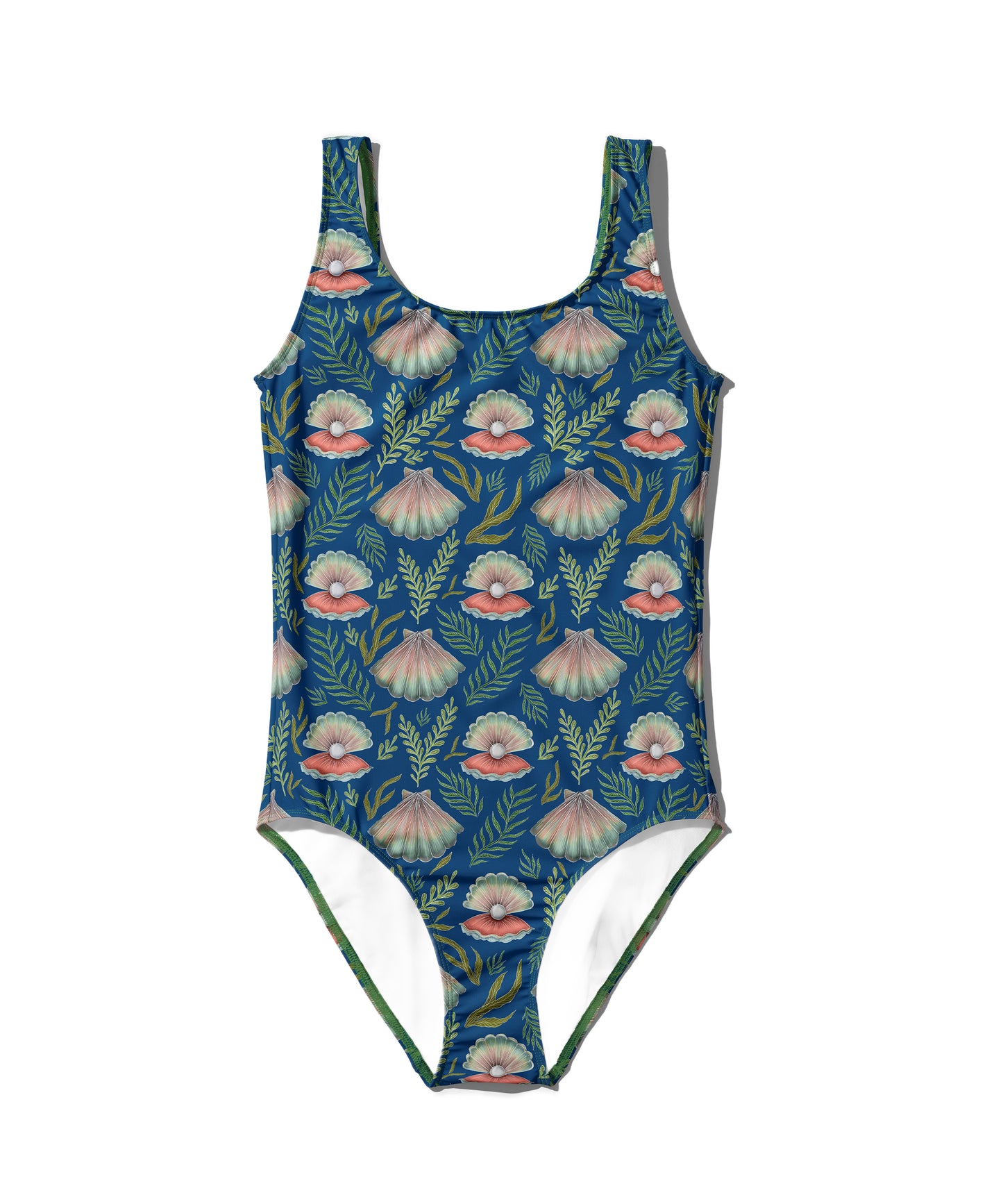 Limited Edition Swimsuits - UV resistant - Handmade in London - Pearl's Dream (The Shell Pattern) Deep Blue