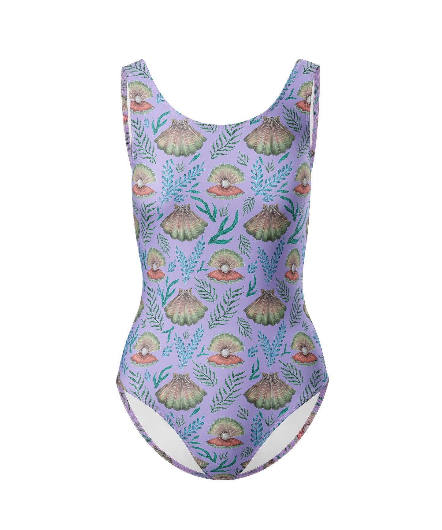 Limited Edition Swimsuits - UV resistant - Handmade in London - Pearl's Dream (The Shell Pattern) Lilac