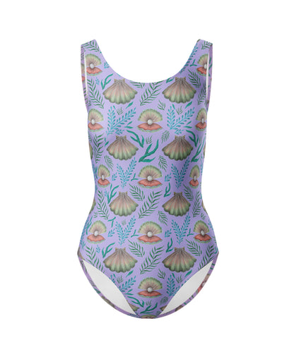 Limited Edition Swimsuits - UV resistant - Handmade in London - Pearl's Dream (The Shell Pattern) Lilac