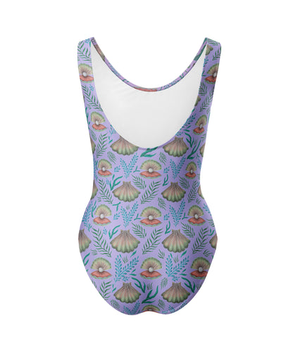 Limited Edition Swimsuits - UV resistant - Handmade in London - Pearl's Dream (The Shell Pattern) Lilac