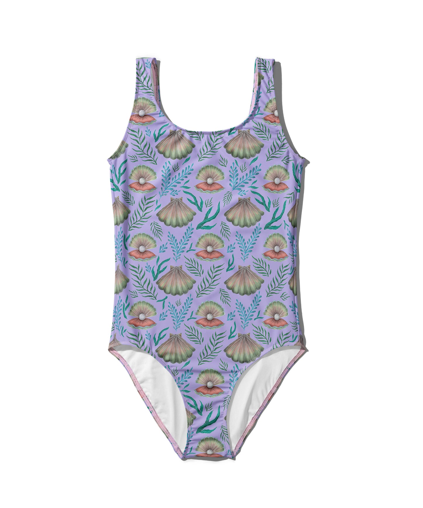 Limited Edition Swimsuits - UV resistant - Handmade in London - Pearl's Dream (The Shell Pattern) Lilac