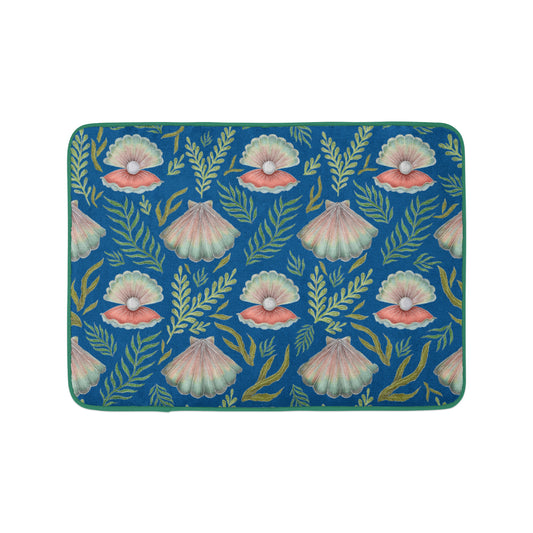 Pearl's Dream in Deep Blue Luxury Handmade Bath Mat