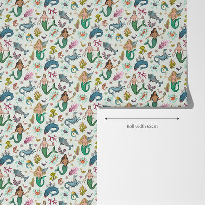 Syreni in Sea Green Wallpaper