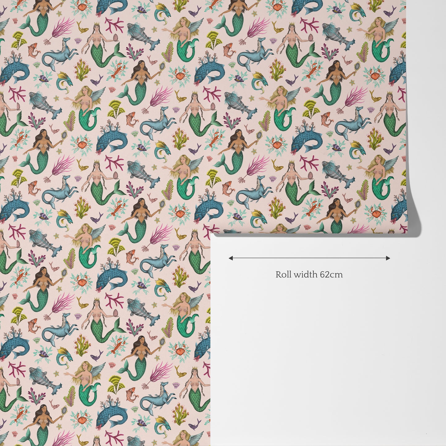 Syreni in Shell Pink Wallpaper