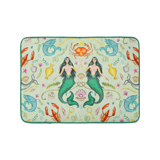 Triton's Treasures in Seafoam Green Luxury Handmade Bath Mat